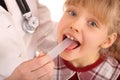 Doctor treat child for throat. Royalty Free Stock Photo