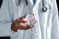 Doctor in uniform hands holding liver organ virtual icon, female with hepatitis vaccination, liver cancer treatment. Health