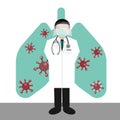 The doctor in the uniform stand in front of a lung infection background vectors and illustration Royalty Free Stock Photo