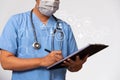 Doctor using digital tablet find information patient medical history at the hospital. Royalty Free Stock Photo