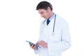Doctor using his digital tablet Royalty Free Stock Photo