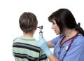 Doctor using otoscope Royalty Free Stock Photo
