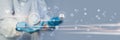 Doctor Using System Analysis treatment Healthcare Patient, Data Network via Cloud, Digital Healthcare with artificial intelligence