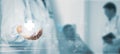 Doctor Using System Analysis treatment Healthcare Patient, Data Network via Cloud, Digital Healthcare with artificial intelligence