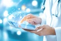 Doctor using tablet with digital network connections in modern medical technology concept Royalty Free Stock Photo