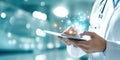 Doctor using tablet with digital network connections in modern medical technology concept Royalty Free Stock Photo