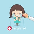 Doctor vaccinating Cute girl. Cartoon character Patient Design. Vector illustration