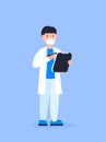 Doctor vector isolated for web, app. Therapist, surgeon, scientist are shown in cartoon style. Nurse is helping. Medical stuff