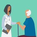 Doctor visiting and consulting an old man. Care of elderly people medical concept with doctor and patient. Royalty Free Stock Photo