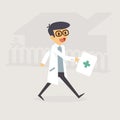 Doctor is walking to the patient home. Medical concept illustration.