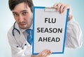 Doctor is warning against flu season ahead. View from top Royalty Free Stock Photo