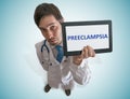 Doctor is warning against preeclampsia disease in pregnant patient. Royalty Free Stock Photo