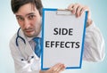 Doctor is warning against side effects of medicine. View from top Royalty Free Stock Photo