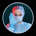 doctor warning quarantine restriction stop gesture Royalty Free Stock Photo