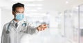 Doctor wear face mask in hospital protect from coronavirus disease or COVID-19. Royalty Free Stock Photo