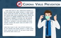 Doctor wear protection surgery mask against the virus. The fight against coronavirus infographic banner. Virus Covid 19-NCP Protec