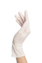 Doctor wearing medical gloves on white background, closeup Royalty Free Stock Photo