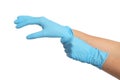 Doctor wearing medical gloves on white background, closeup Royalty Free Stock Photo