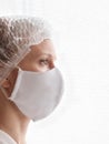 Doctor wearing protection face mask against coronavirus. Stop Pa