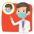 Doctor wearing protective surgical mask and advise people to wear surgical mask