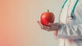 The doctor holding apple.AI generated image Royalty Free Stock Photo