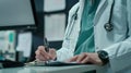 The doctor writing notes.AI generated image Royalty Free Stock Photo