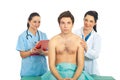 Doctor woman checkup male patient Royalty Free Stock Photo