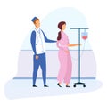 Doctor and Woman with Drip Bulb Walking Cartoon