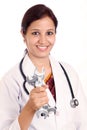 Doctor woman holding spanners Royalty Free Stock Photo