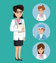 Doctor woman medical clipboard stethoscope set staff Royalty Free Stock Photo