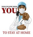 Doctor Woman Needs You Stay Home Pointing Poster Royalty Free Stock Photo