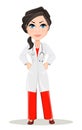 Doctor woman with stethoscope. Cute cartoon doctor character in medical gown showing anger, dissatisfied. Royalty Free Stock Photo