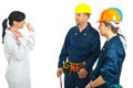 Doctor woman talking with workers team Royalty Free Stock Photo