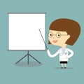 Doctor woman teach with white board vector