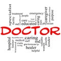 Doctor Word Cloud Concept in red and black Royalty Free Stock Photo