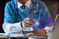 Doctor work on digital tablet healthcare doctor technology tablet using computer in a modern office. Royalty Free Stock Photo