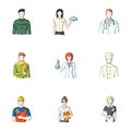 Doctor, worker, military, artist and other types of profession.Profession set collection icons in cartoon style vector Royalty Free Stock Photo