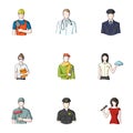 Doctor, worker, military, artist and other types of profession.Profession set collection icons in cartoon style vector Royalty Free Stock Photo