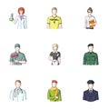 Doctor, worker, military, artist and other types of profession.Profession set collection icons in cartoon style vector