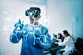 Doctor working digital modern virtual screen. Medical technology concept Royalty Free Stock Photo
