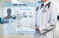 Doctor working with EMR Royalty Free Stock Photo