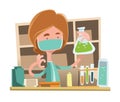 Doctor working at laboratory illustration cartoon character