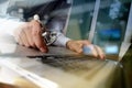 Doctor working with laptop computer in medical workspace office Royalty Free Stock Photo