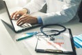 doctor working with medical statistics and financial reports Royalty Free Stock Photo