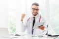 Doctor working on tablet computer in the hospital. Royalty Free Stock Photo