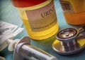 Doctor working with urine samples in a clinical laboratory