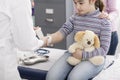 Doctor wrapping a bandage on a girl`s wrist Royalty Free Stock Photo