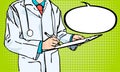 Doctor write note with Comic Speech Bubbles Royalty Free Stock Photo