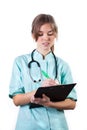 Doctor writting a diagnosis Royalty Free Stock Photo