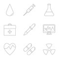 Doctoral icons set, outline style